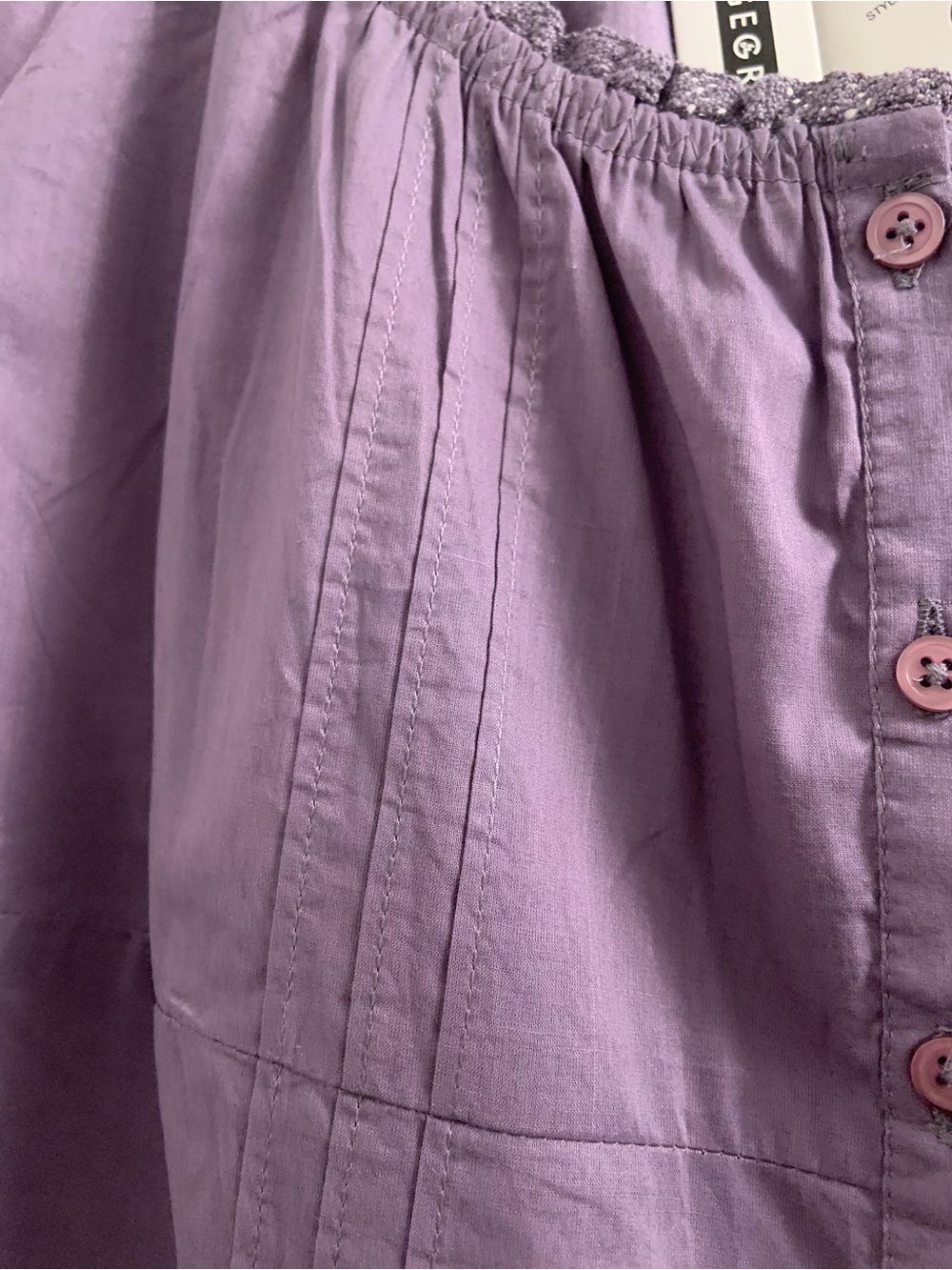 George Lavender Button-Front Ruffle Sleeve Top - Picture 3 of 10